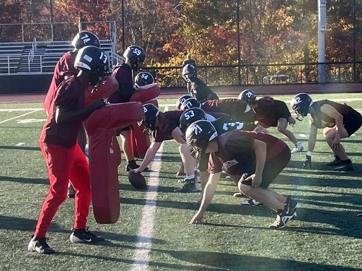 The team runs drills at practice on 10/24.