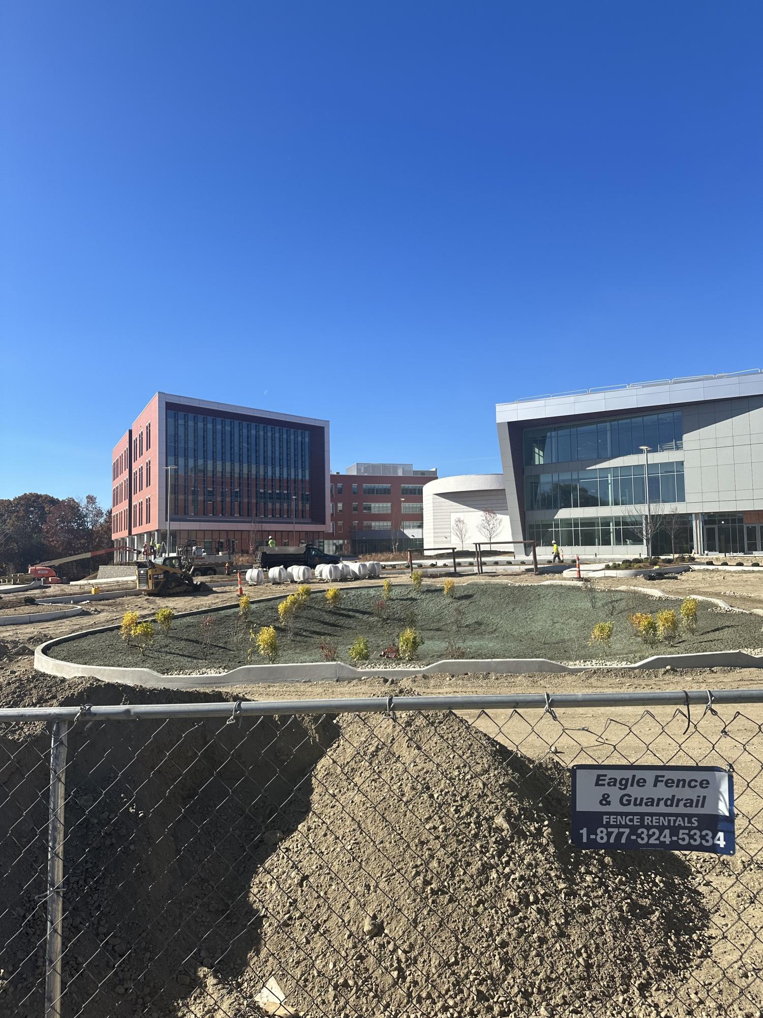 Progress on the new building as of 10/25/2024. The left side is the high school, the circular area in the middle the theater, and the right side is the middle school.