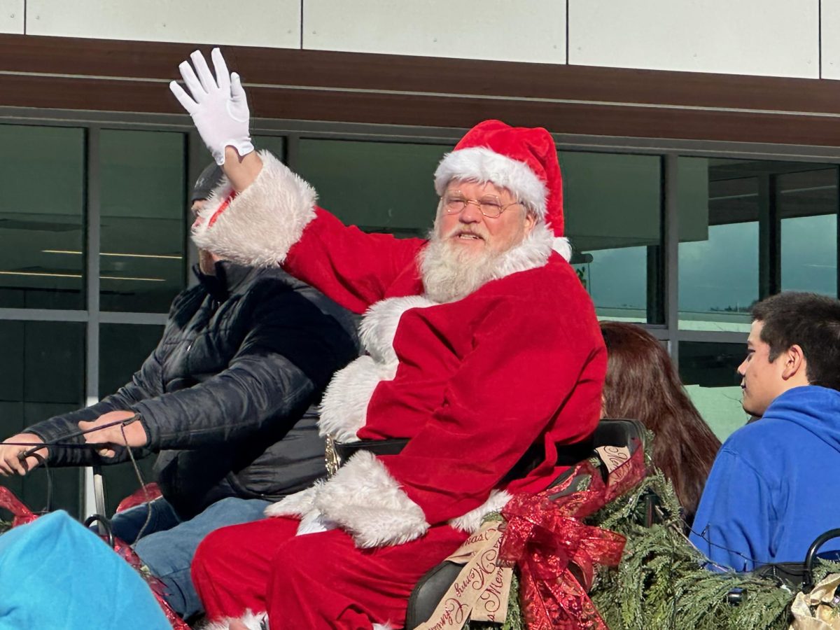 Santa rode in on a sleigh pulled by some local horses - no reindeer, as they were getting rested up for Christmas Eve!