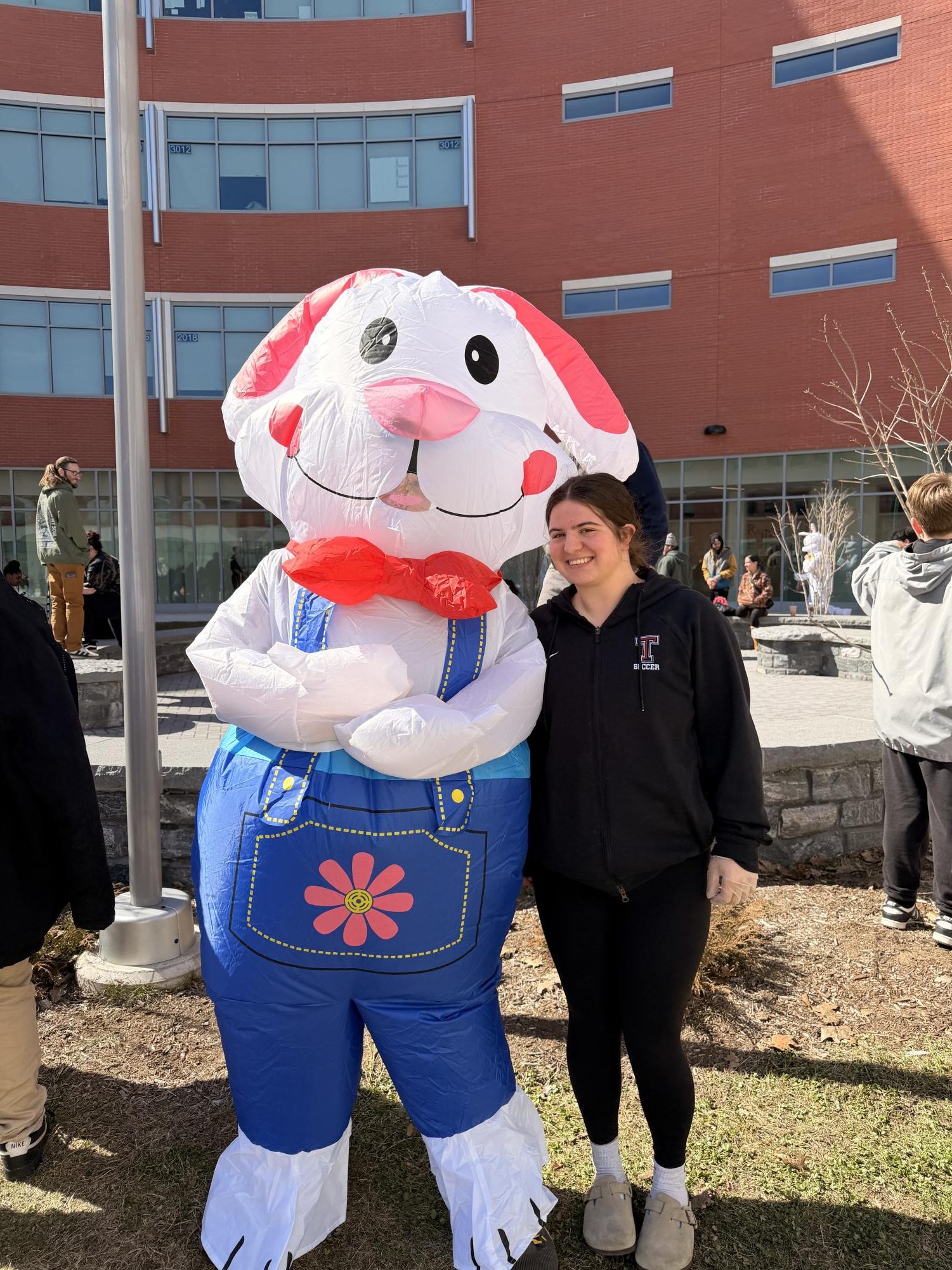 Senior Avalee Fritch sharing the spotlight with THS's gueststar - the Easter Bunny